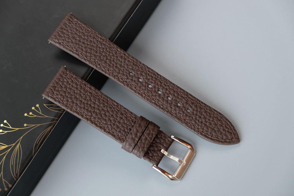 chocolate togo leather watch strap