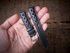 black vachetta leather watch strap