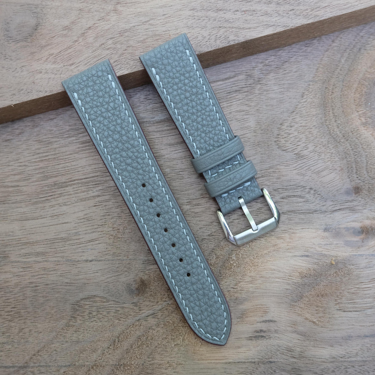 gray togo leather watch strap
