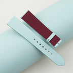 turquoise & red saffiano leather watch strap