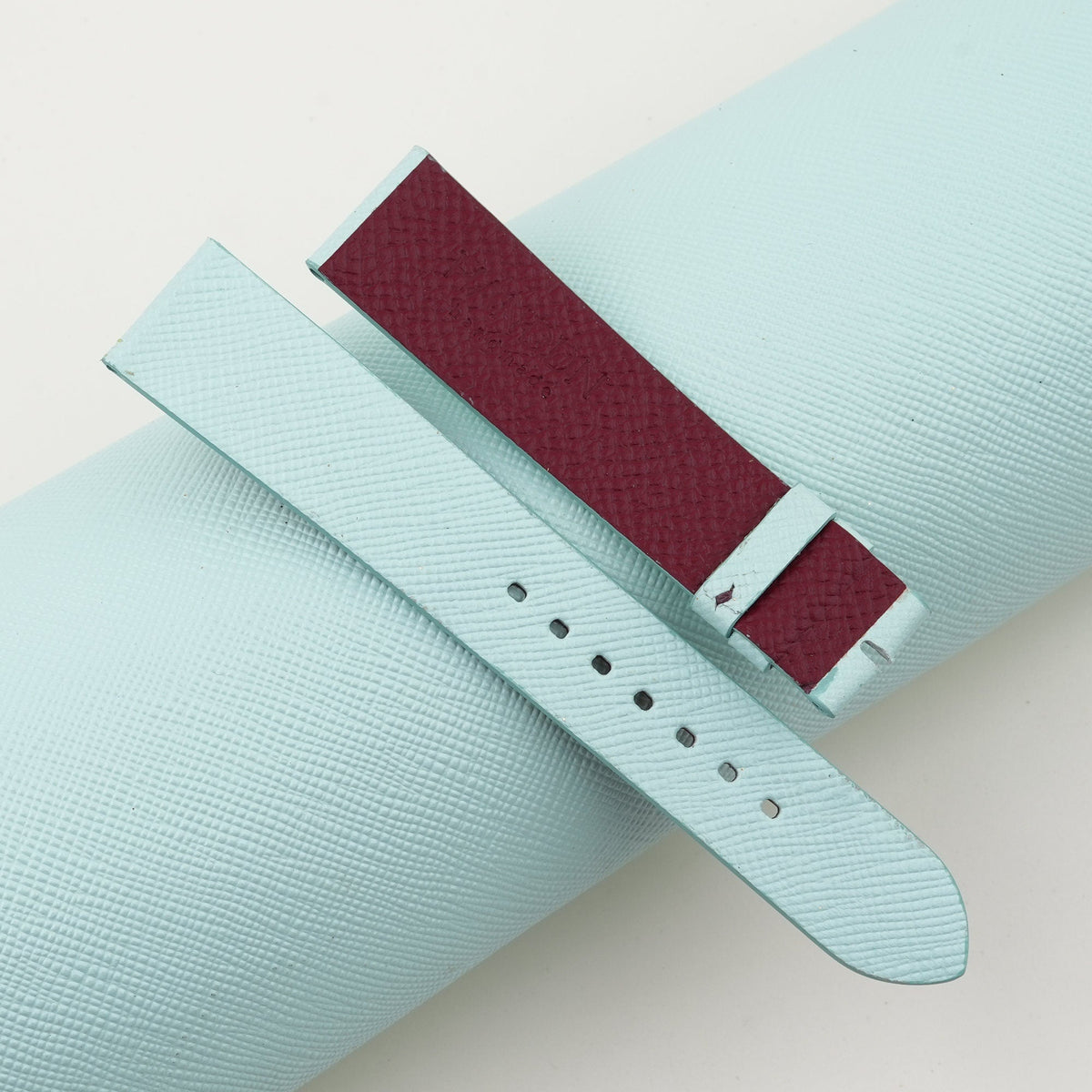 turquoise & red saffiano leather watch strap