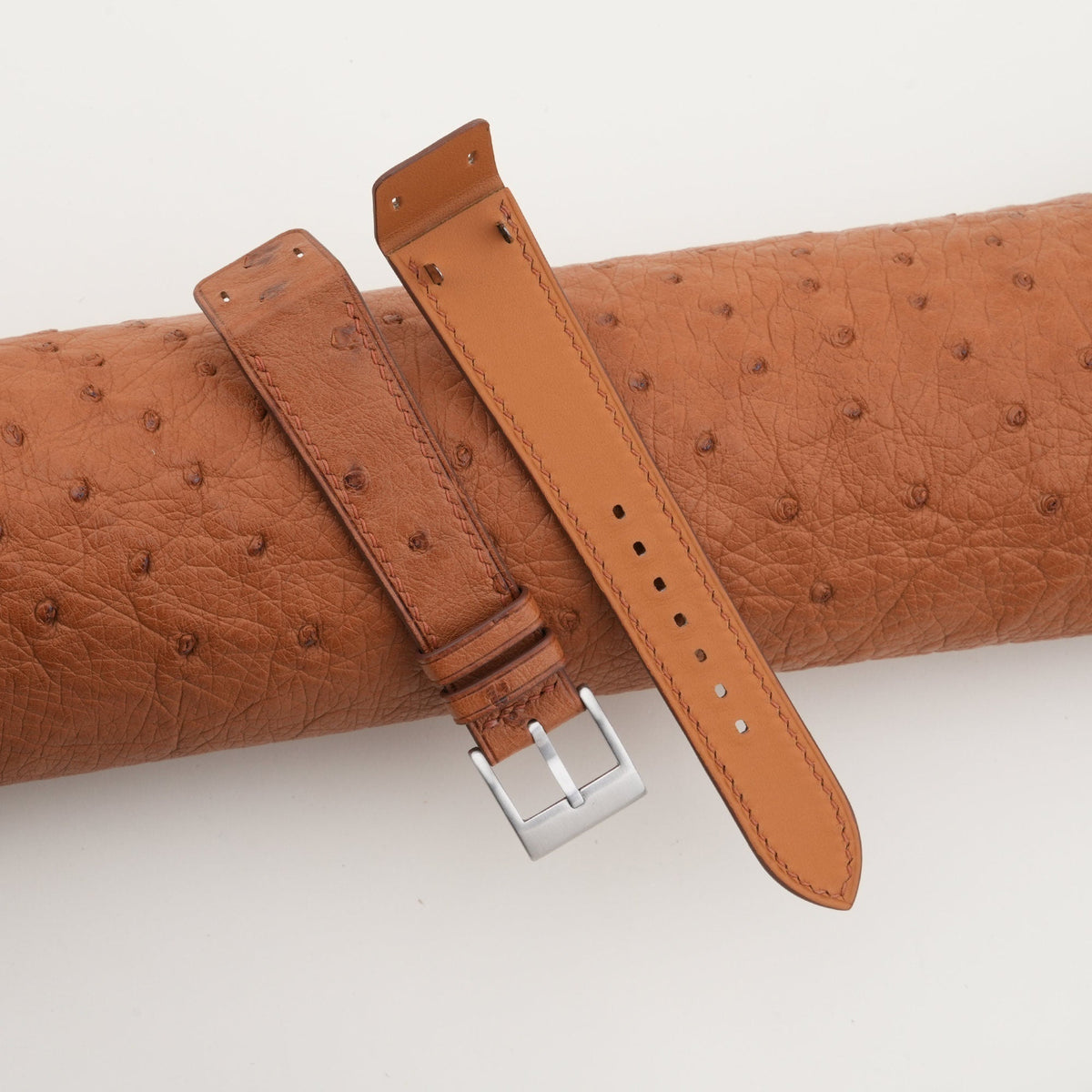 brown ostrich leather watch strap