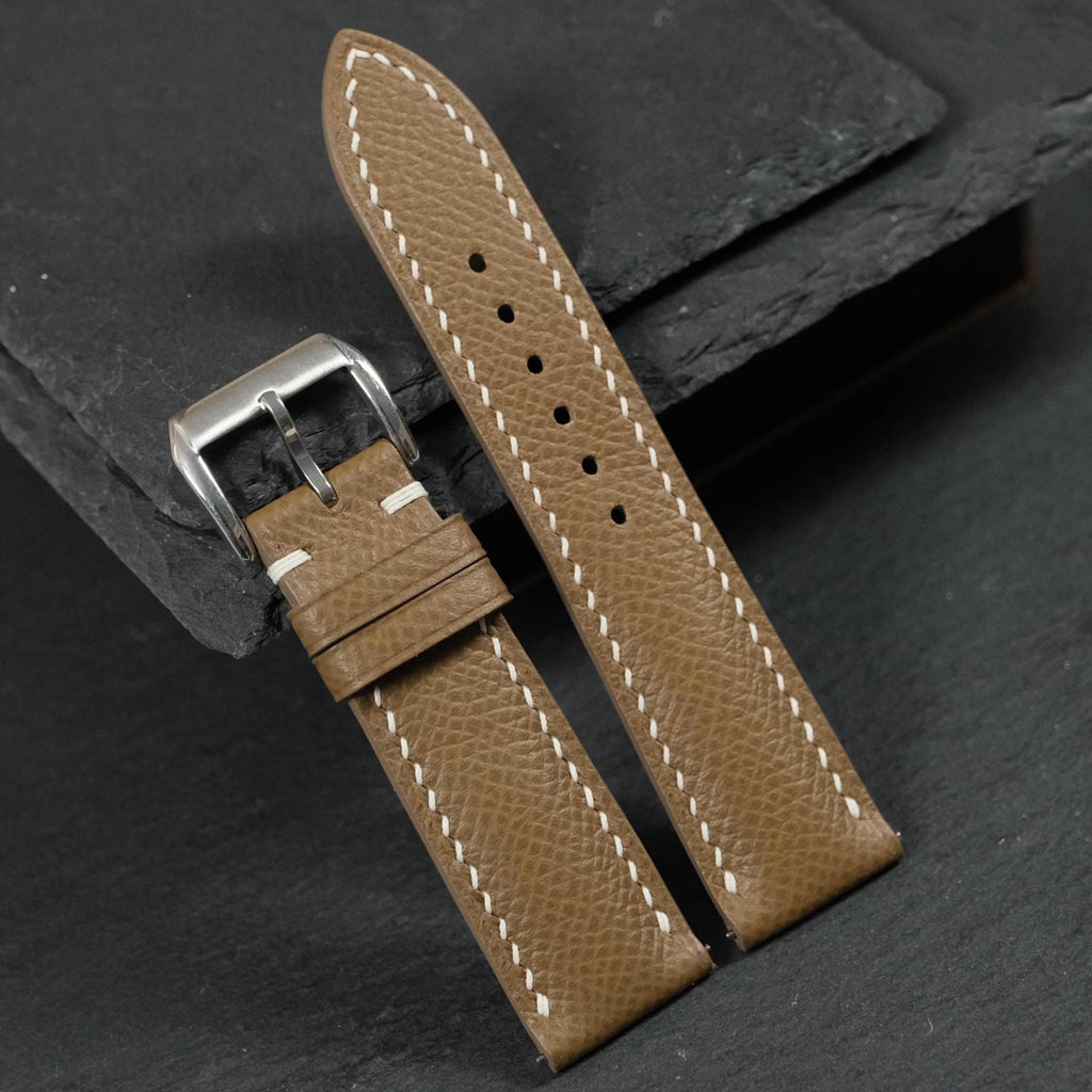 etoupe grey epsom leather watch strap