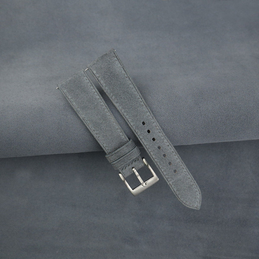 graphite grey suede leather watch strap