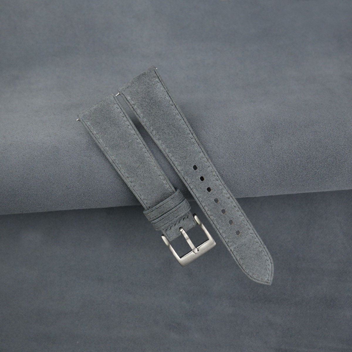 graphite grey suede leather watch strap
