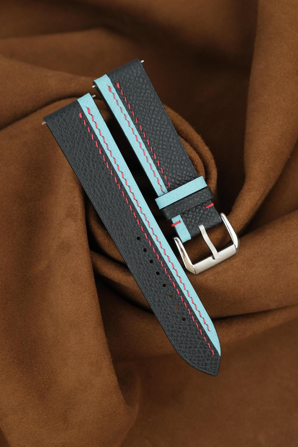 black & blue epsom leather watch strap