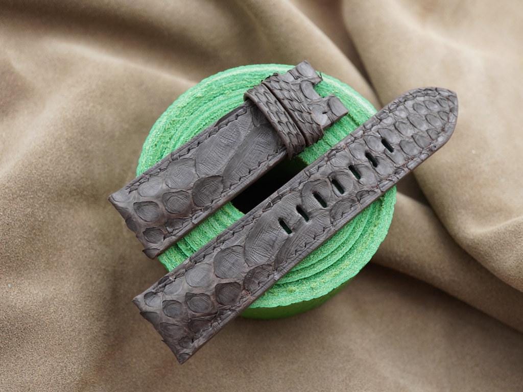 grey python leather watch strap