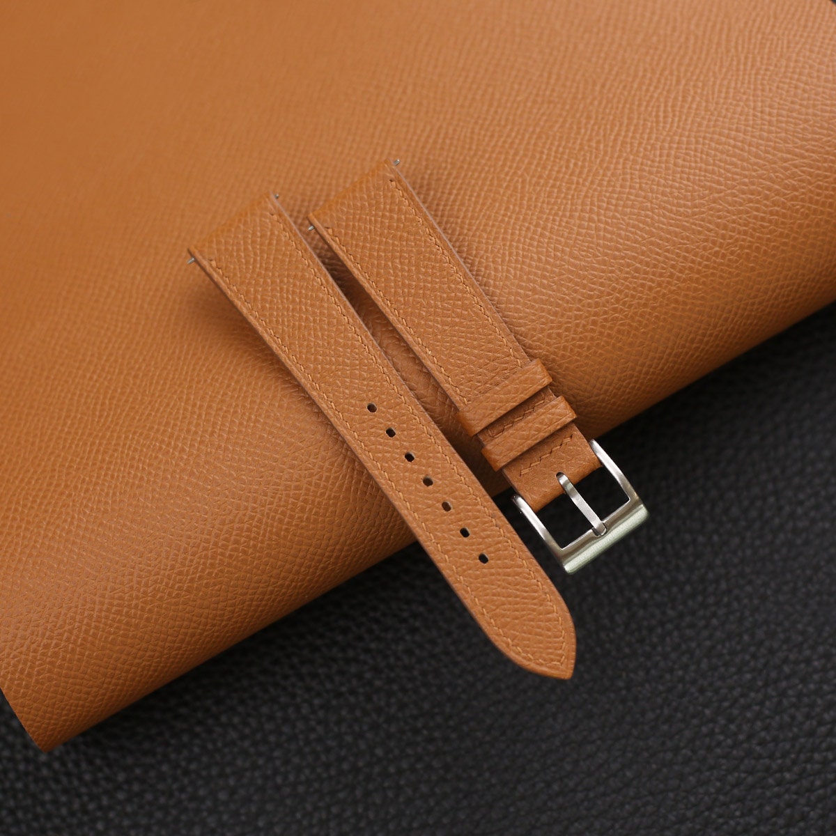 golden epsom leather watch strap