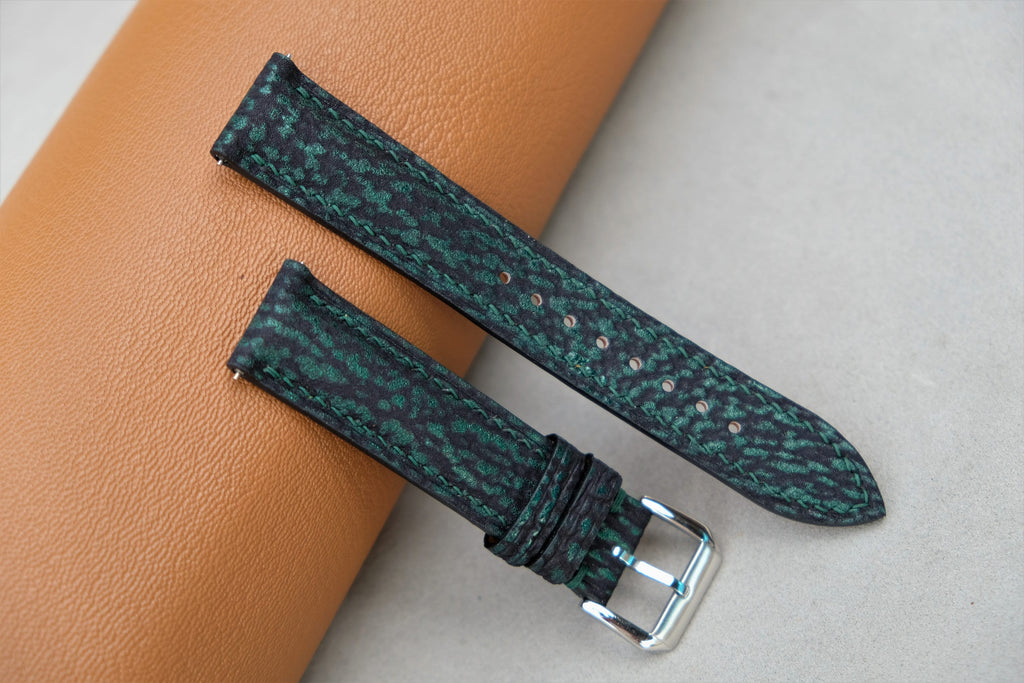 green shark leather watch strap