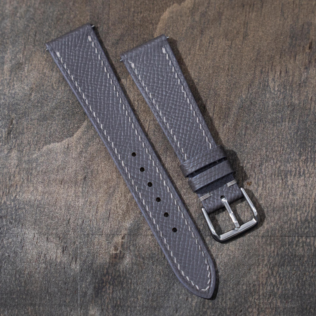 dark grey epsom leather watch strap