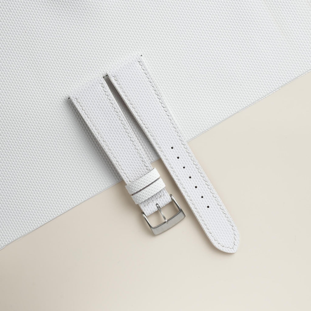 white sailcloth rubber leather watch strap