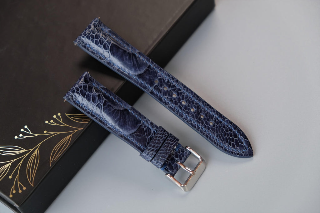 dark navy ostrich leather watch strap