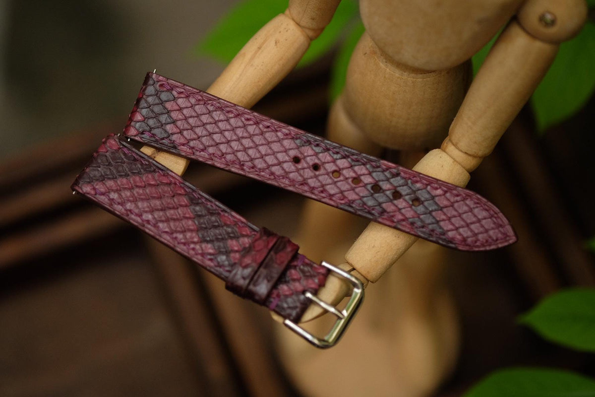 purple python leather watch strap