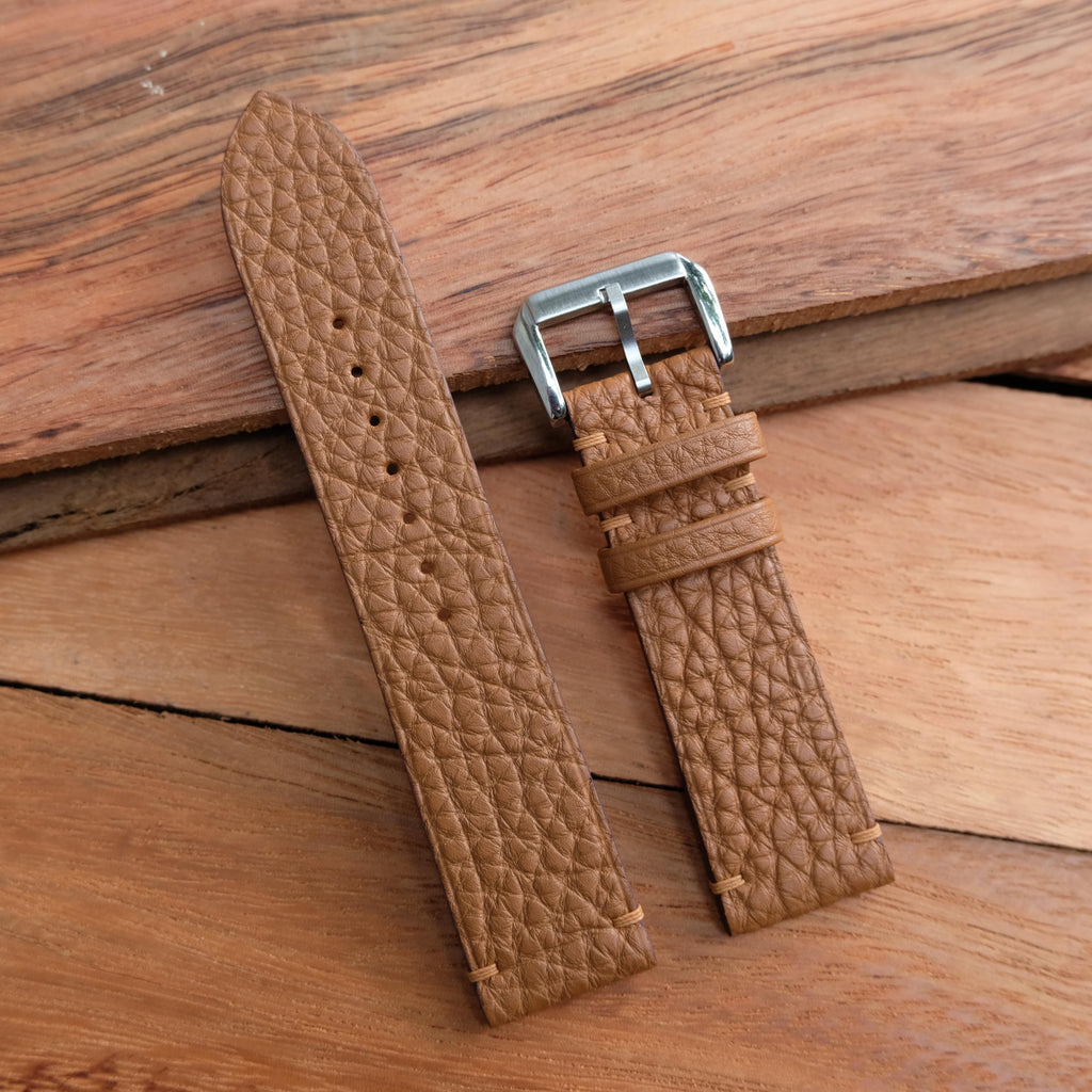brown togo leather watch strap