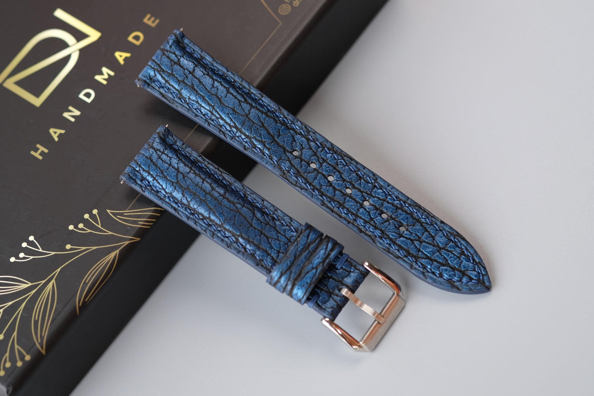 blue shark leather watch strap