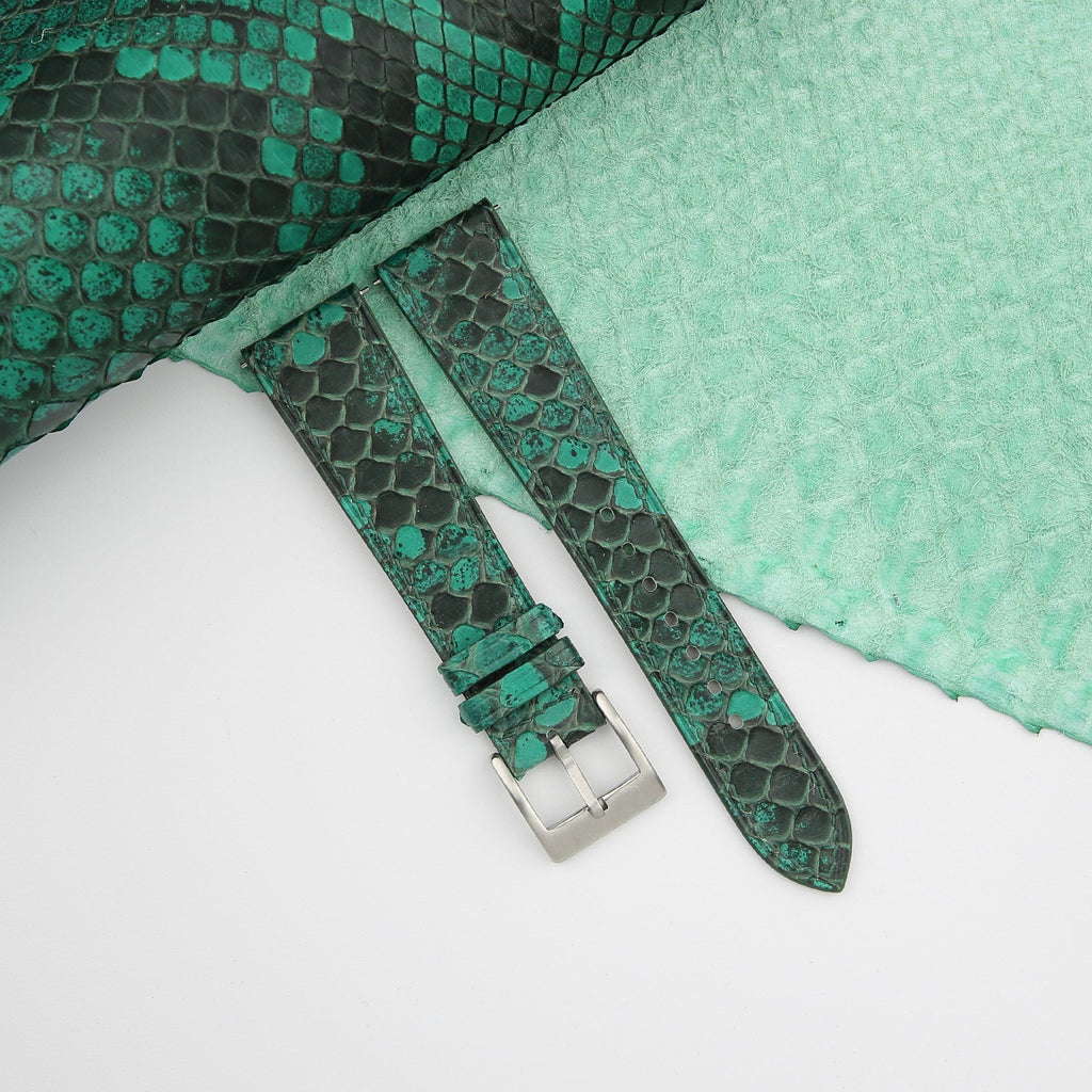 green python leather watch strap