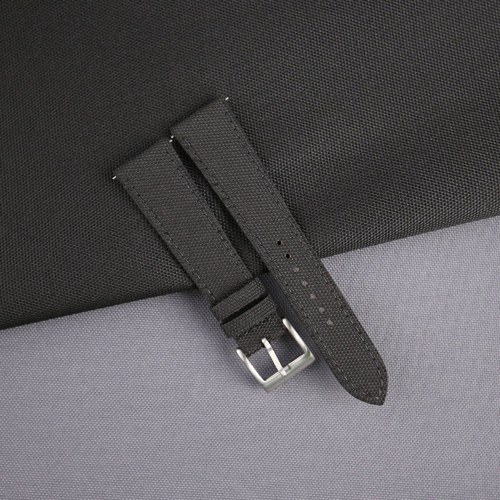black sailcloth rubber leather watch strap