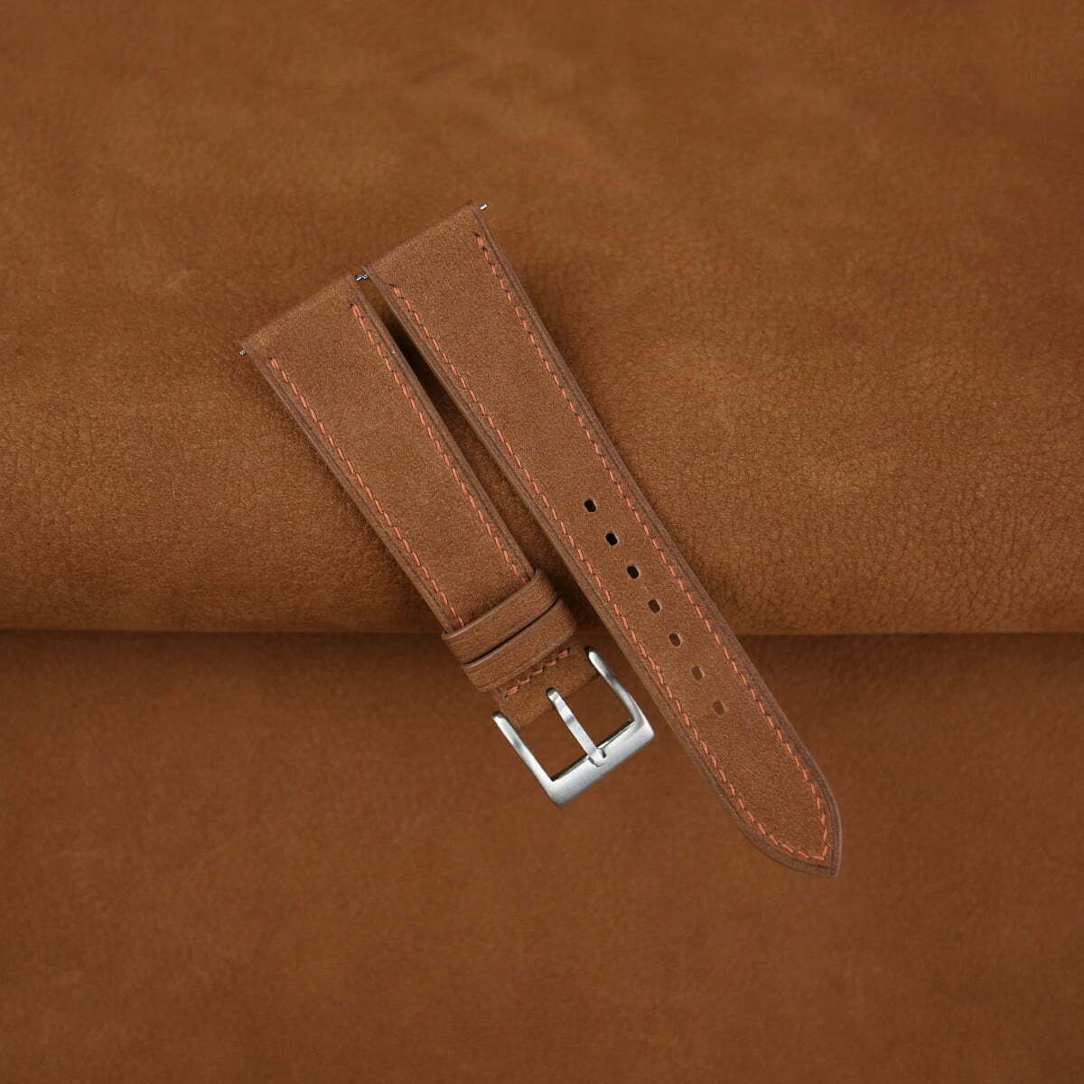 camel nubuck leather watch strap