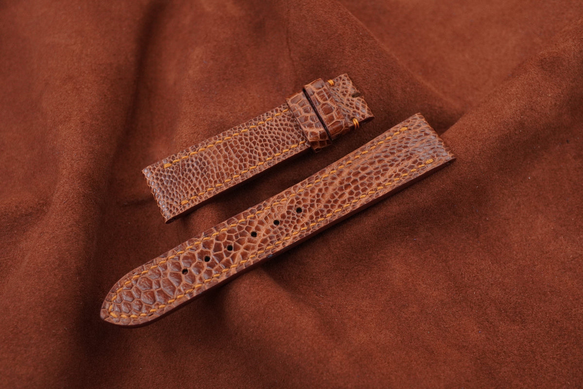 red brown ostrich leather watch strap