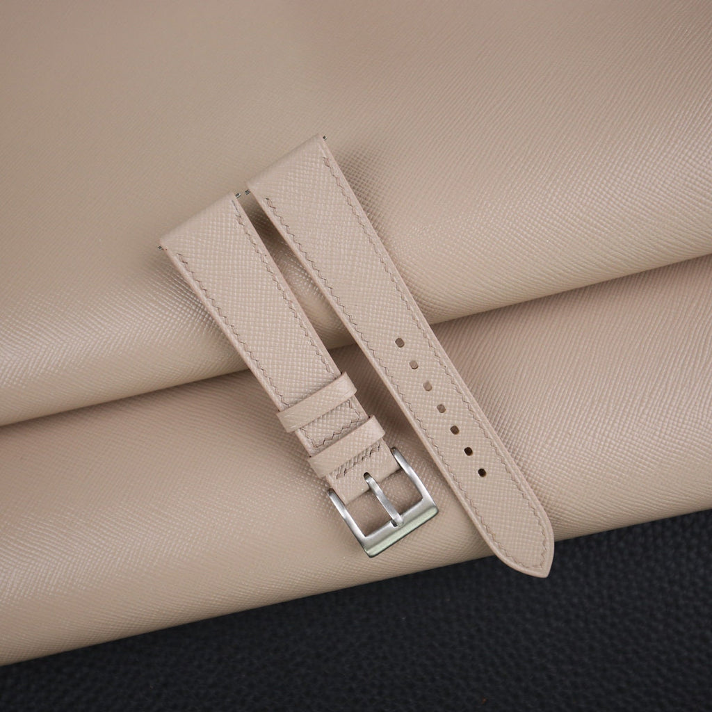 cream saffiano leather watch strap