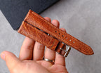 cognac ostrich leg leather watch strap