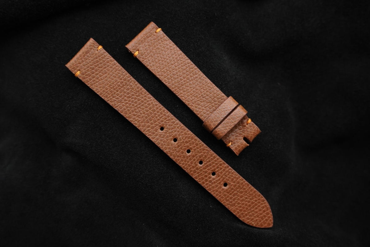 red brown epsom leather watch strap