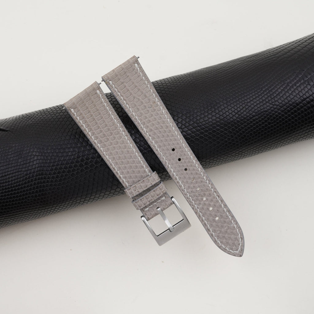 light grey lizard leather watch strap