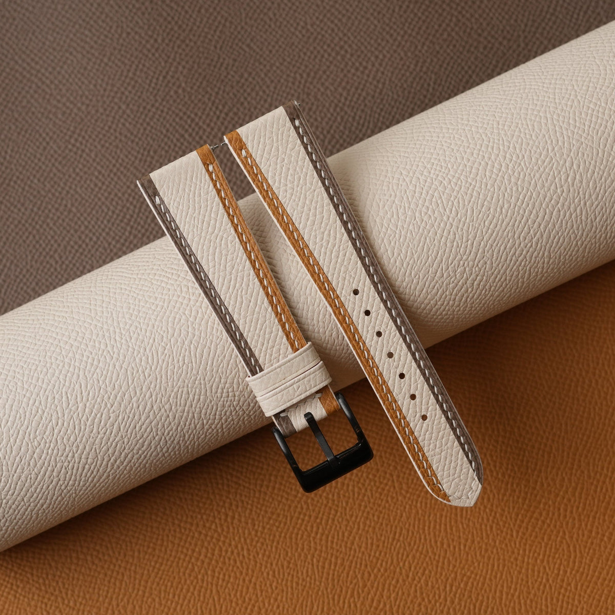 sesame epsom leather watch strap