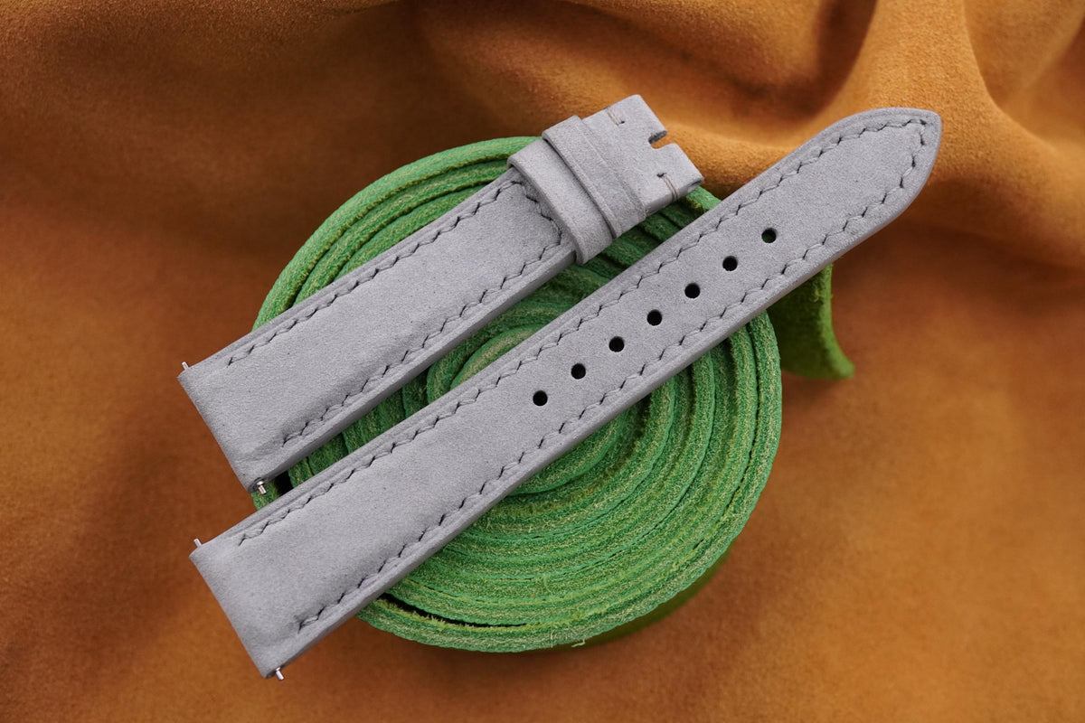 light gray nubuck leather watch strap