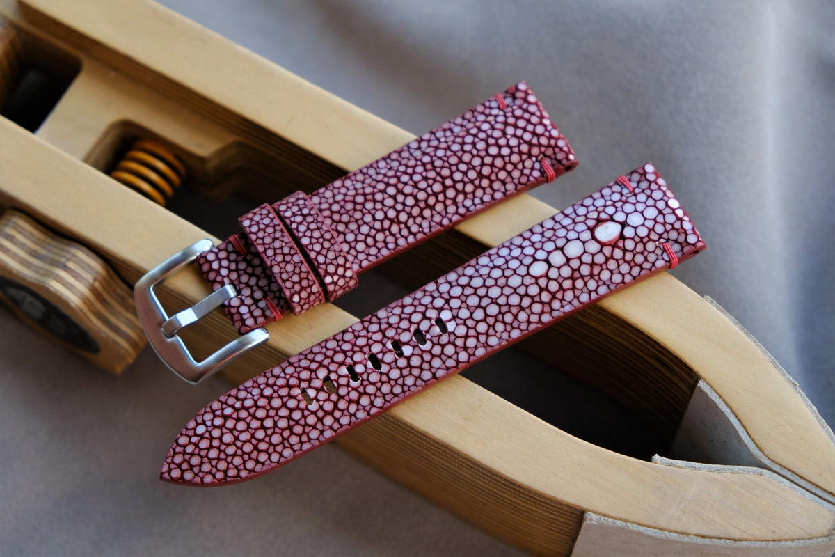 burgundy stingray leather watch strap
