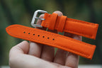 orange sailcloth rubber leather watch strap
