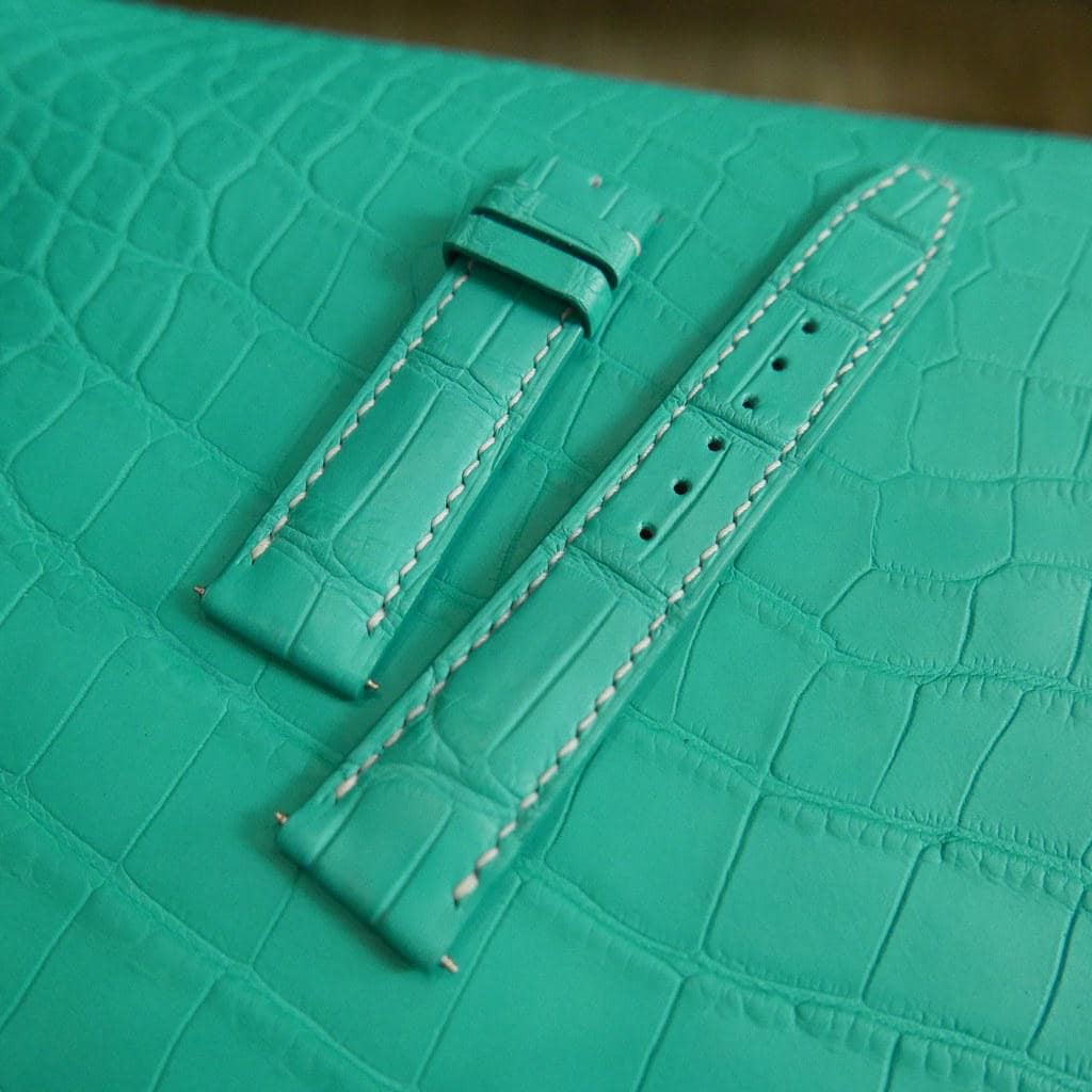 turquoise blue alligator leather watch strap