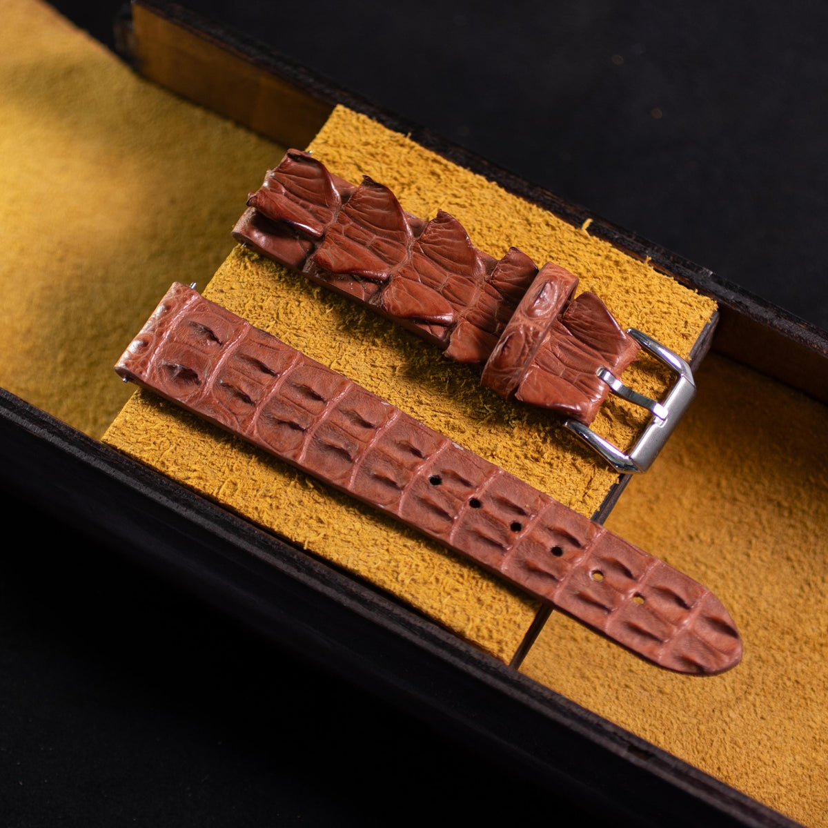 cognac brown alligator leather watch strap