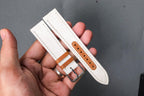 off white & brown canvas leather watch strap