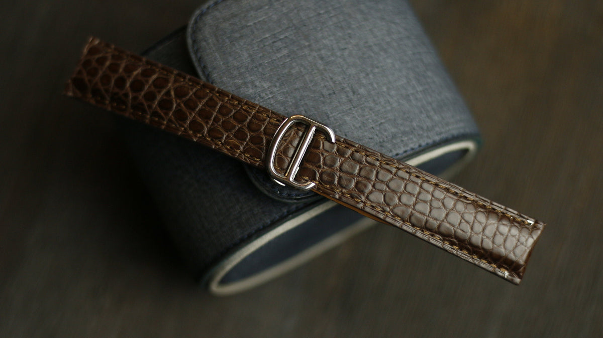 chocolate alligator leather watch strap