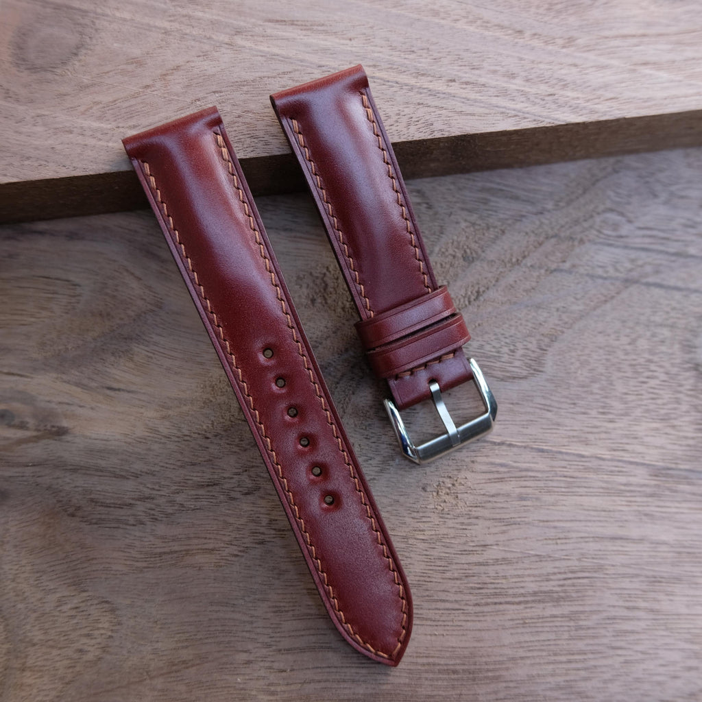 brown shell cordovan leather watch strap
