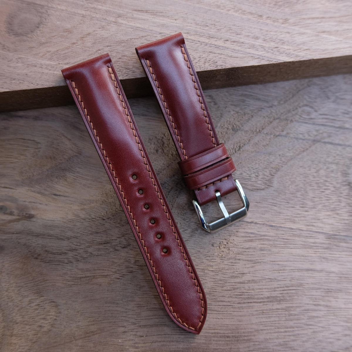 brown shell cordovan leather watch strap