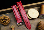 oxblood dark red lizard leather watch strap