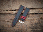 black & red vachetta leather watch strap