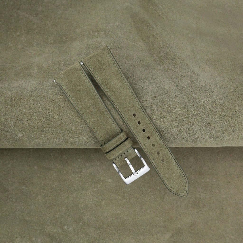 moss suede leather watch strap