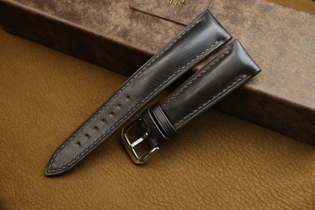 dark brown vachetta leather watch strap