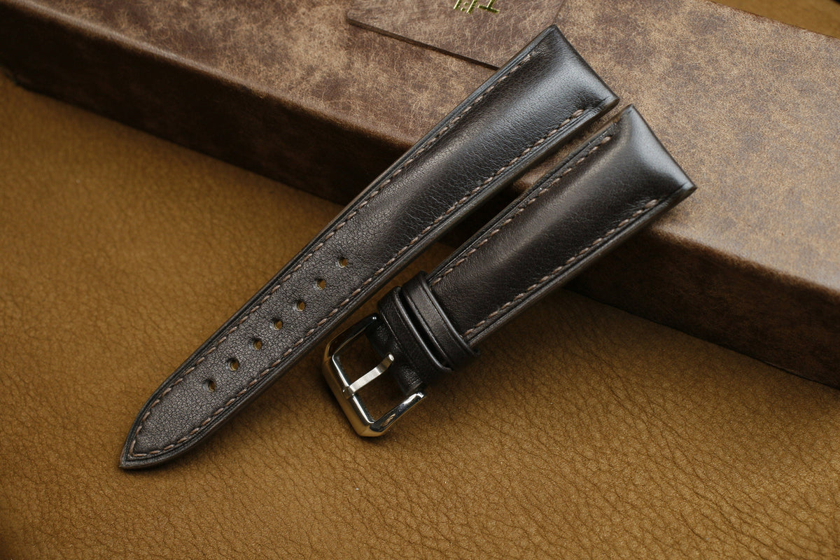 dark brown vachetta leather watch strap