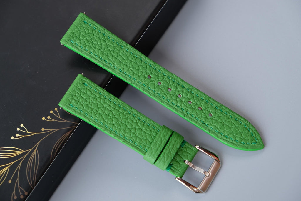 light green togo leather watch strap
