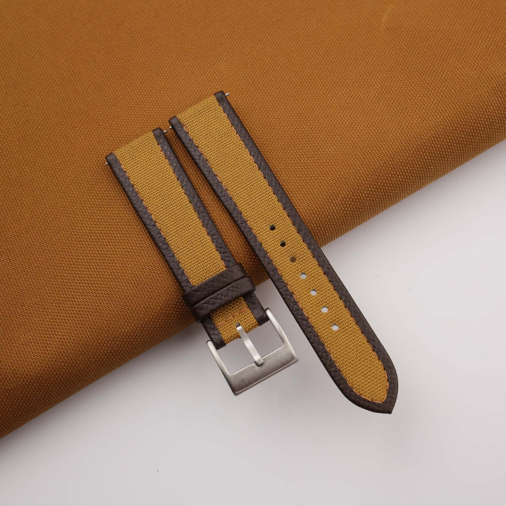 golden & pearl white epsom leather watch strap