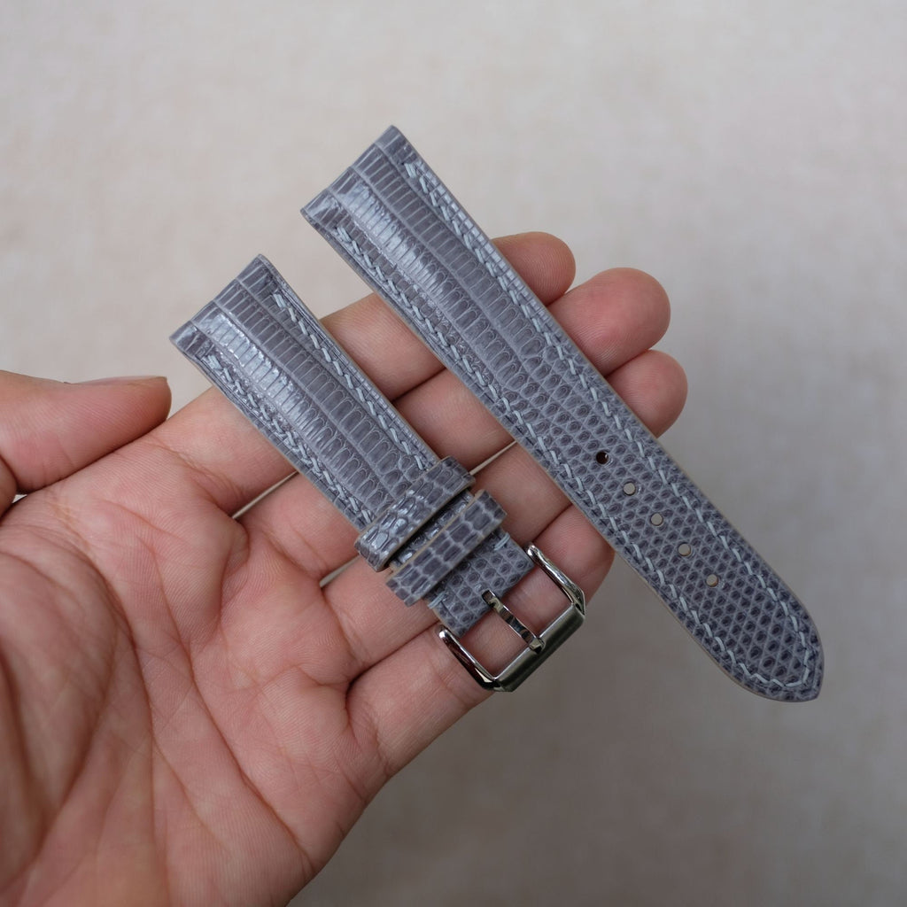 gray lizard leather watch strap
