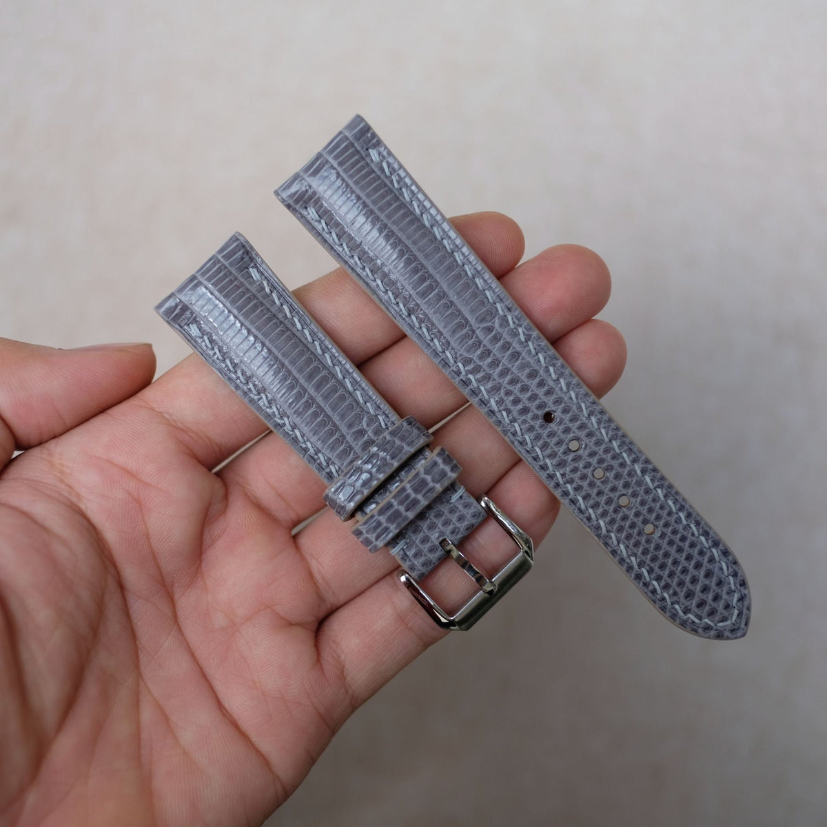 gray lizard leather watch strap