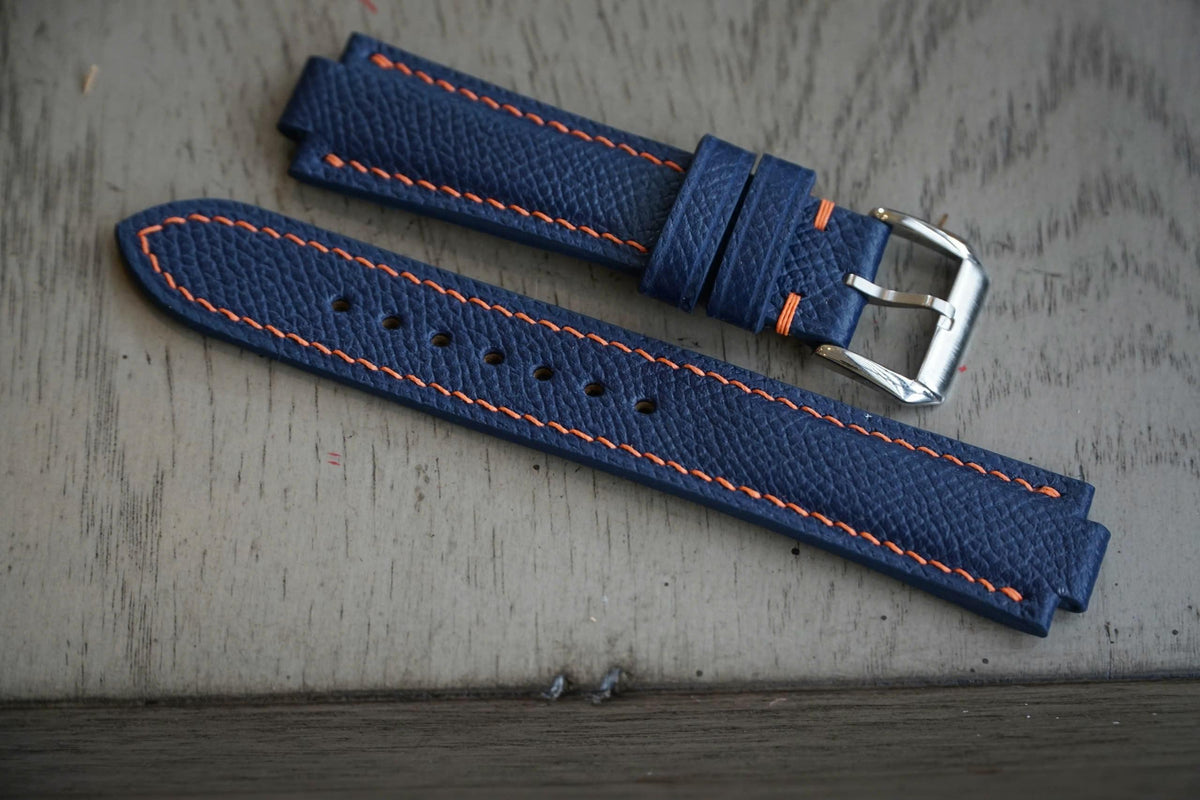 navy epsom leather watch strap