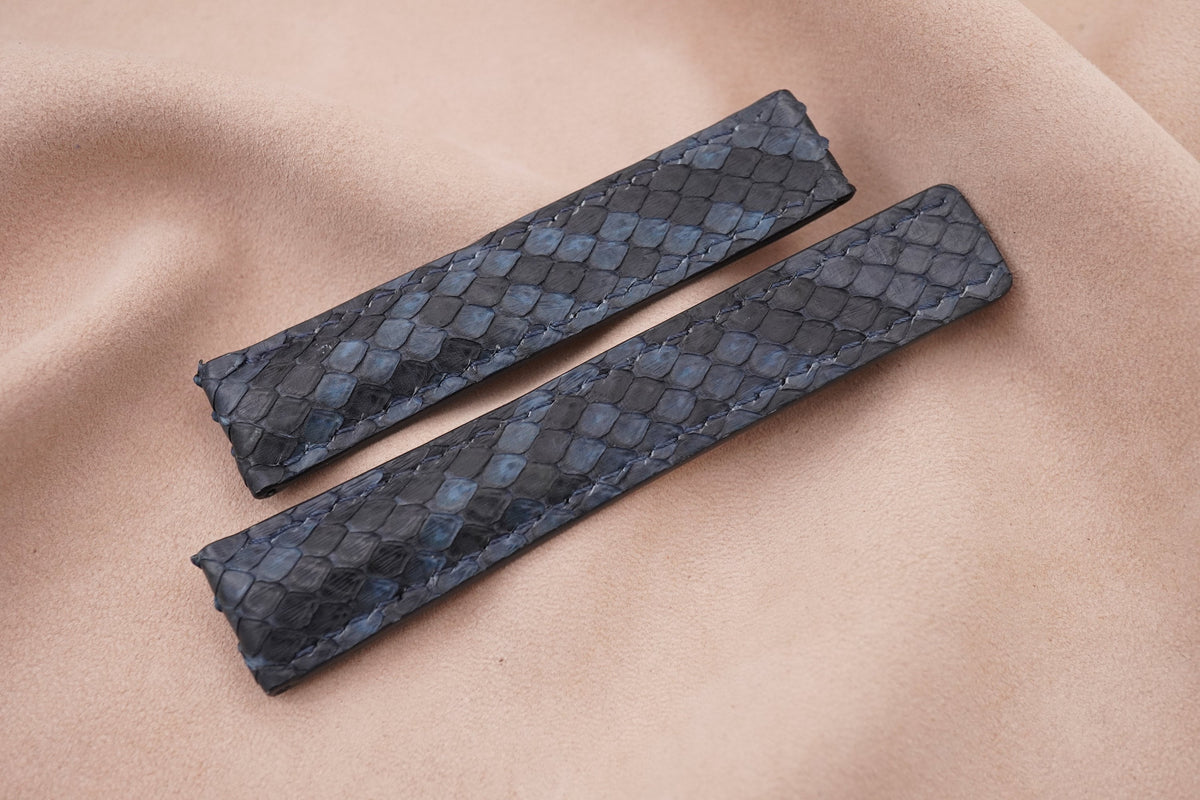 dark navy blue python leather watch strap