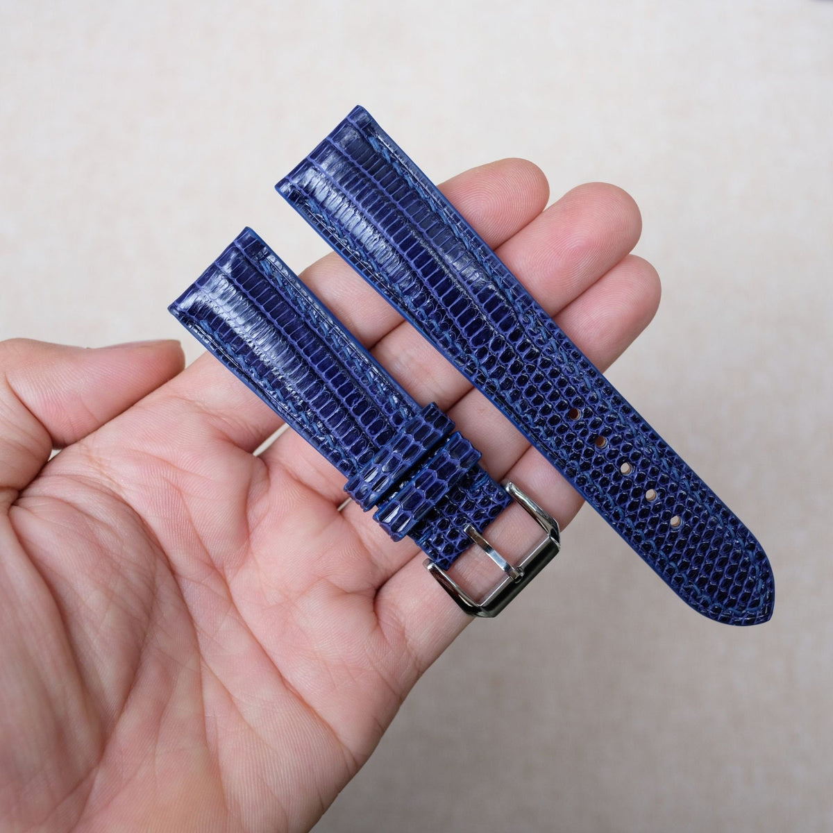 navy blue lizard leather watch strap