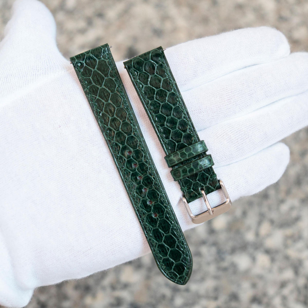 green sea snake leather watch strap